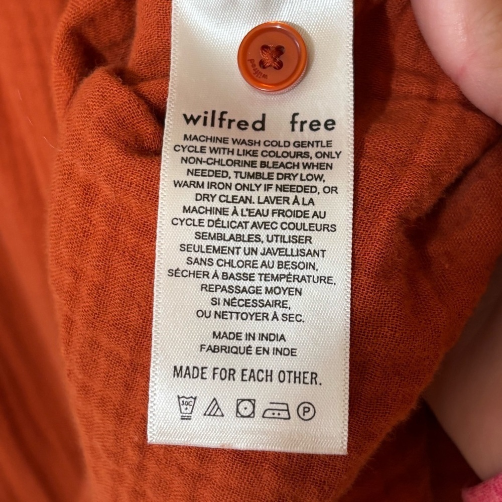 Wilfred Free Organic Cotton Gauzy Shirt Dress Rust Orange Red Sz XL - Picture 6 of 9